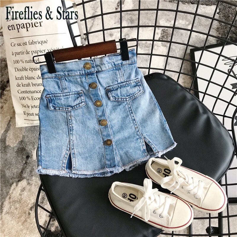 Sommar tjejer kjol shorts baby jeansshorts barn underdel barn streetwear enkelknäppt snäppficka slip 2 to 7 år