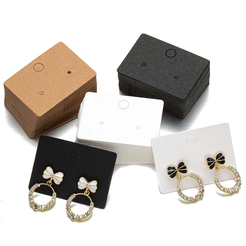 Tarjetero de cartón para pendientes, bolsa de cartón para embalaje de joyería, manualidades, fabricación de pequeñas empresas, lote de 100 unidades