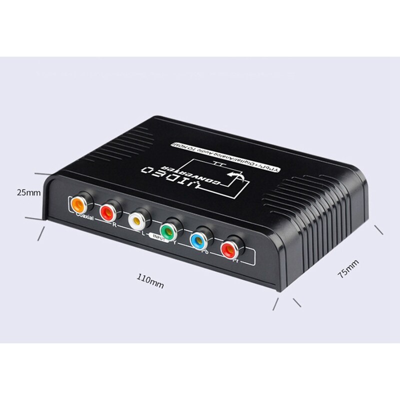 5 rca ypbpr komponent til hdmi/wii /ps3/ps4// hdtv video o omformer adapter med strømadapter -eu plugg
