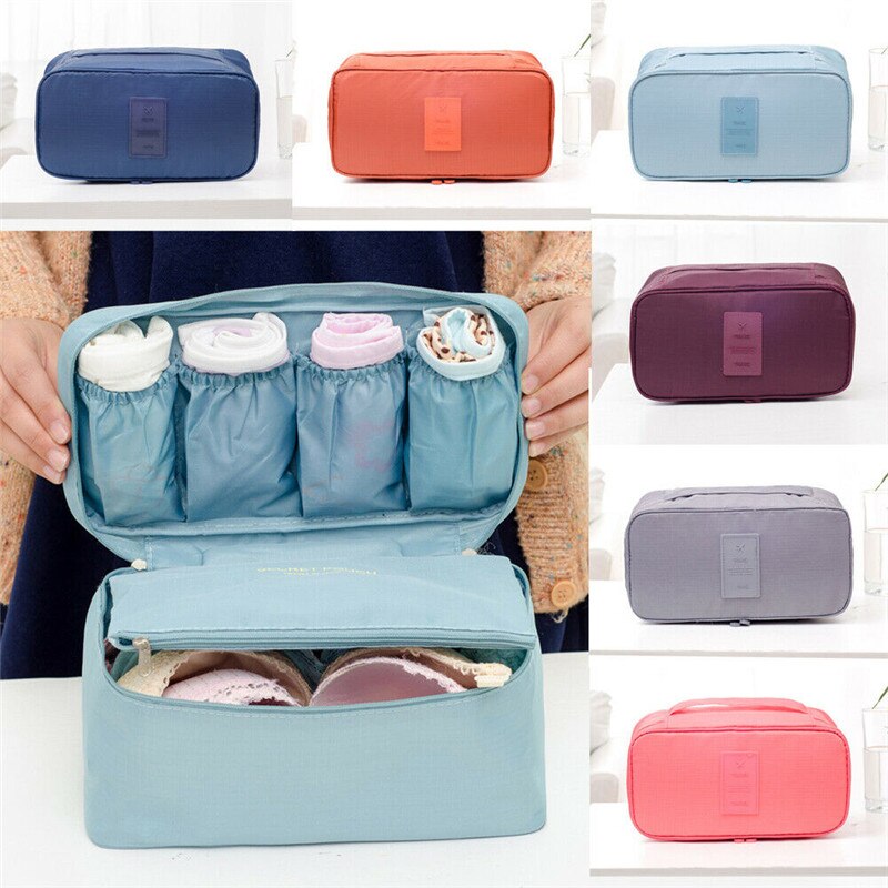 Women Girl Bra Underwear Socks Cosmetic Packing Cube Storage Bag Travel Luggage Organizer Box Toiletry Cosmetic Case