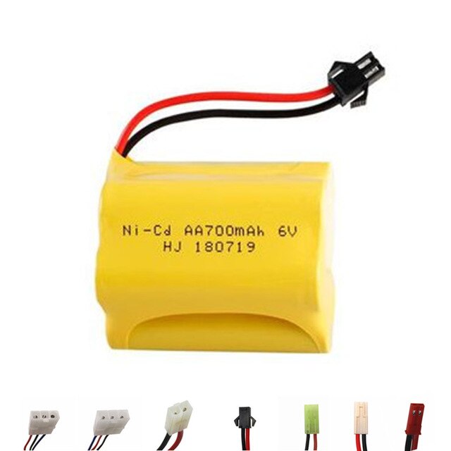 6V 700mAh NiCD Battery and USB Charger Set For RC Cars Robots Tanks Truck Gun Boats 6v Aa Battery Pack SM Plug: Red
