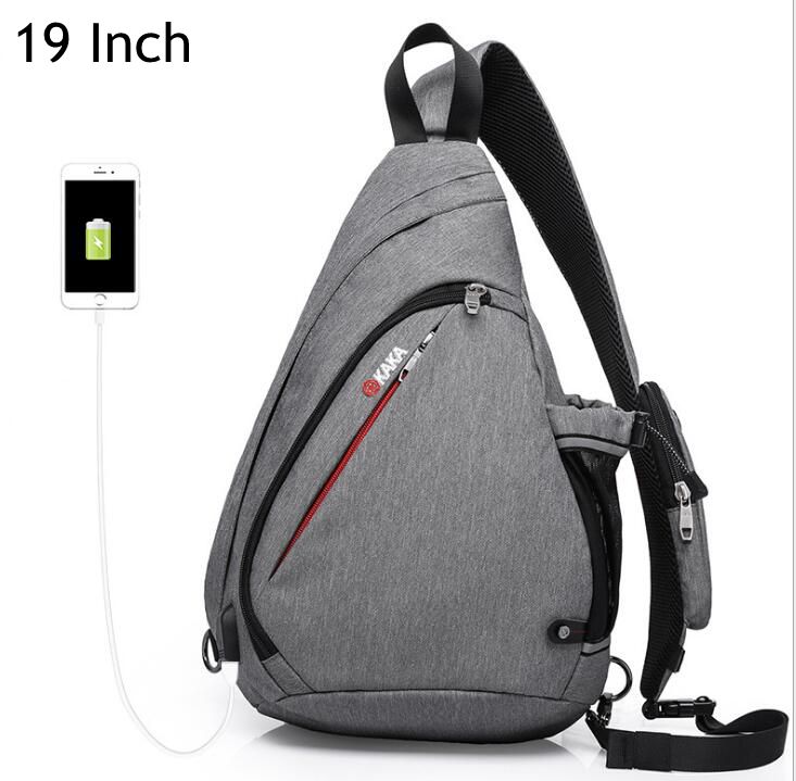 Kaka merk heren messenger bags borsttas heren grote mannelijke schoudertas usb-oplaadbare crossbody tassen borsttas canvas voor heren: 19 inch blauw