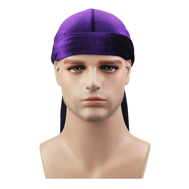 Haar Fluwelen Durag Bandana Hoofdband Hoeden Vrouwen Mannen Lange Staart Piraat Golven Bandana Tulband Head Cover Cap Moslim Hijab Hoofddoek