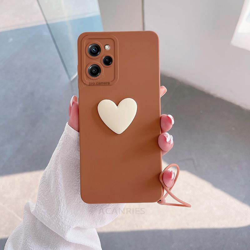 Pocox5pro lindo 3D amor corazón funda de silicona para Xiaomi Mi Poco X5 Pro X 5 X5pro X3 cordón correa de muñeca cubierta: ABS / Oro