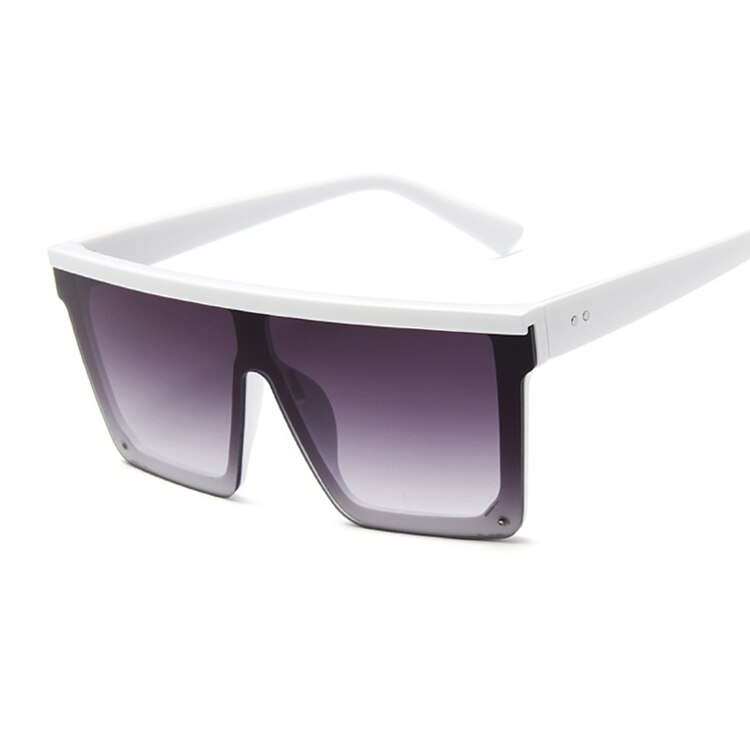 Oversized Zonnebril Vrouwen Big Frame Vierkante Platte Top Klinknagel Zonnebril Vrouwelijke Vrouwen/Mannen Vintage Spiegel Shades Gradiënt UV400: WhiteDoubleGray