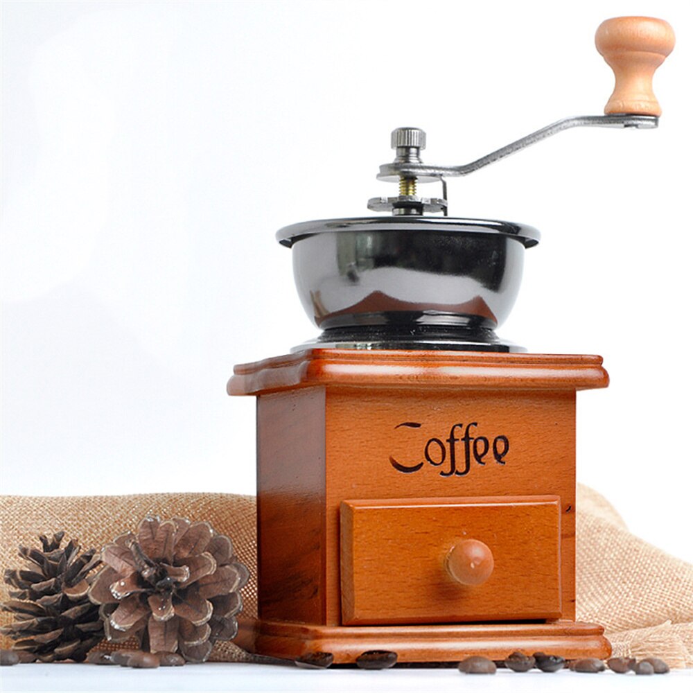 Klassieke Houten Handkoffiemolen Hand Rvs Retro Koffie Spice Mini Braam Molen Met Hoge Keramische Millston