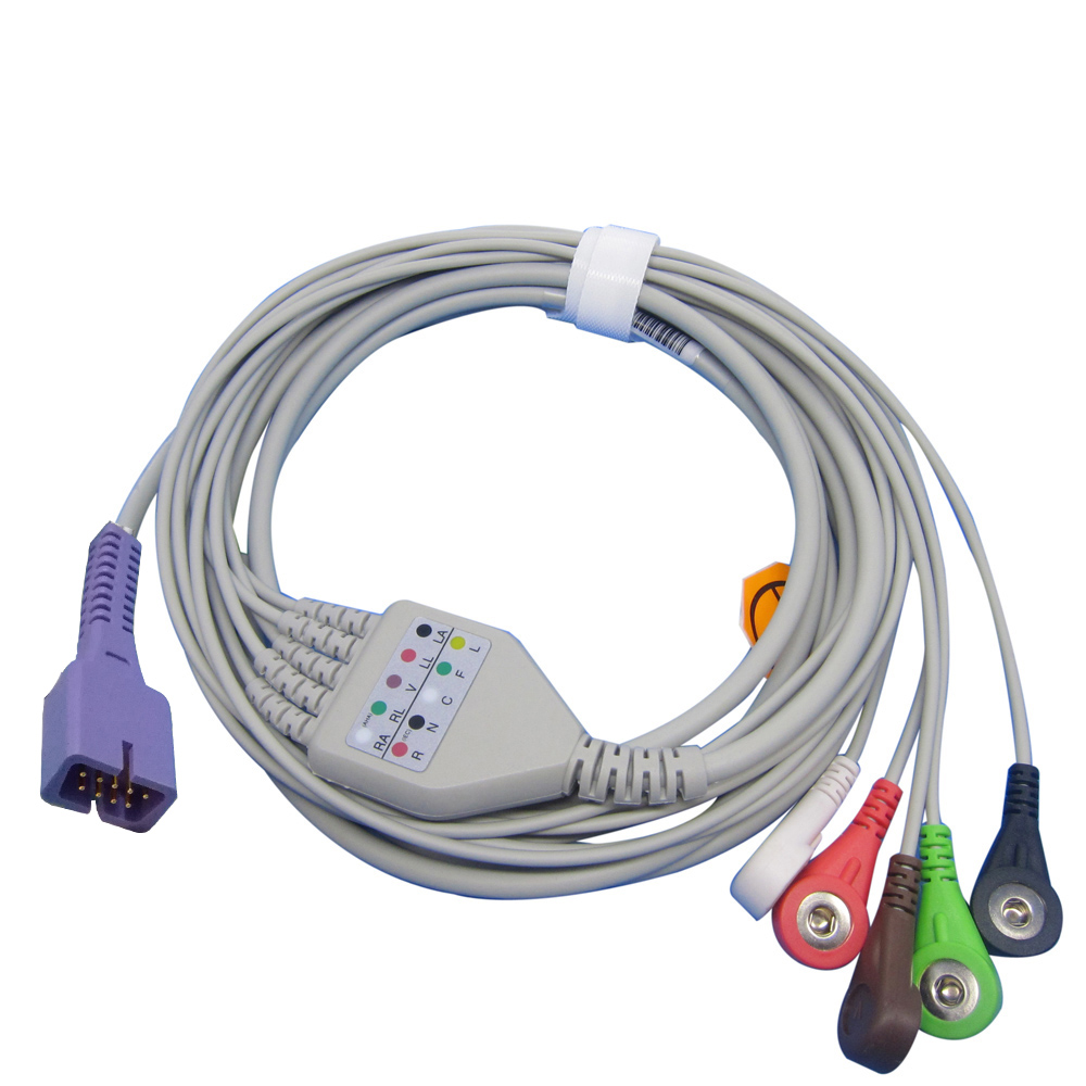 mek ecg cable MP1000 monitor de paciente mek cable ecg 9pin DB9 5 lead 3 lead ecg cable and leadwire clip snap ecg connector