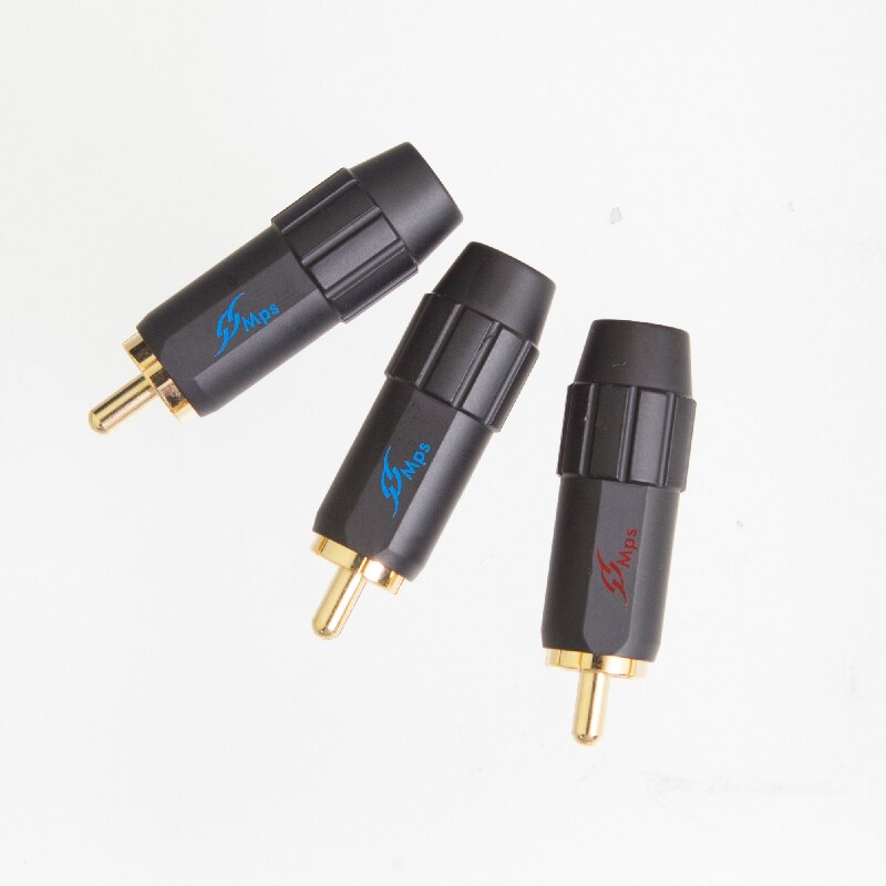Clavija RCA de cobre HiFi chapada en oro de 24K, conector RCA de cobre con cabeza de loto, cable de 8mm, HiFi MPS Flat-8B
