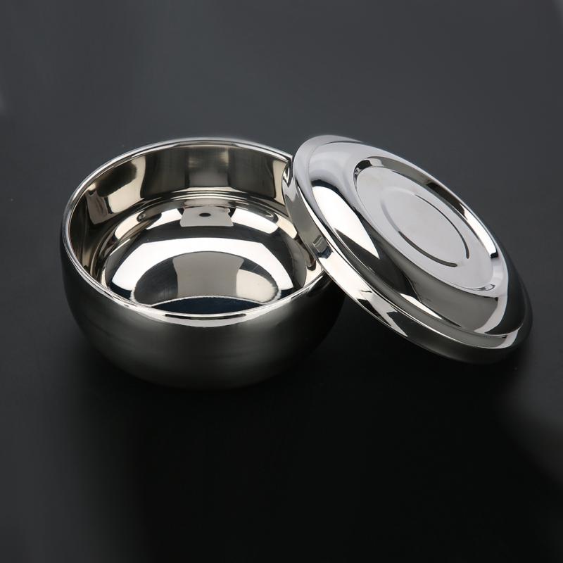 Universal Men Stainless Steel Beard Shaving Soap Bowl Shaving Mug Container With a Mirror