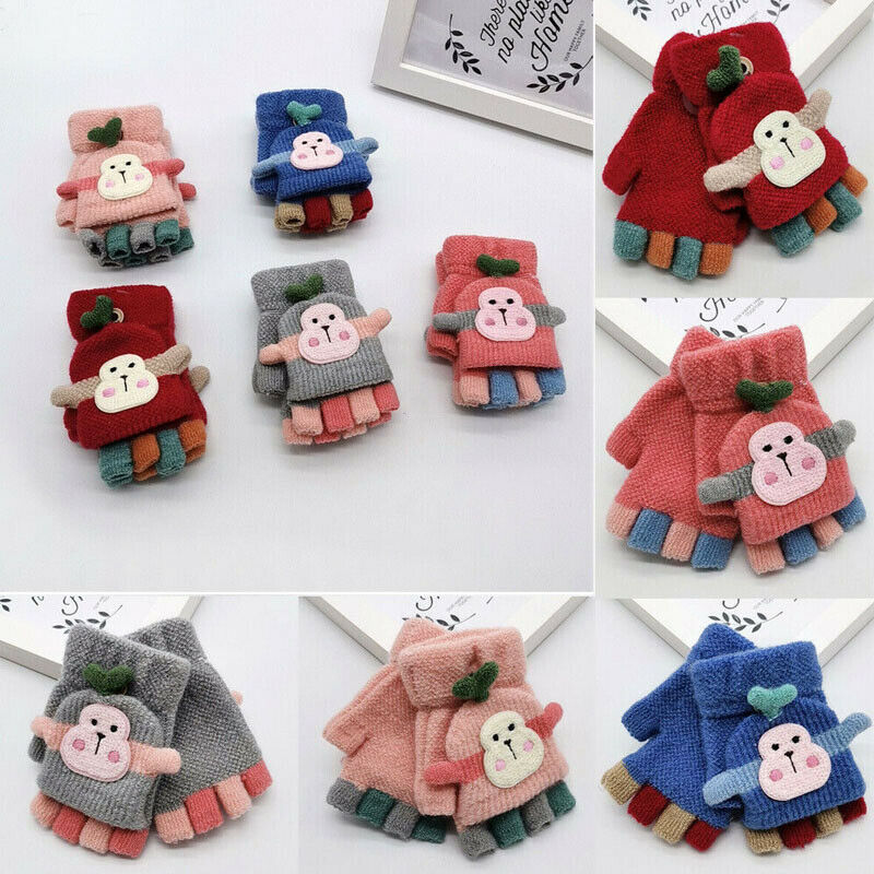 Winter Warm Fitness Children Gloves Cartoon Monkey Kid Baby Infant Cotton Gloves Knitting Mittens Christmas