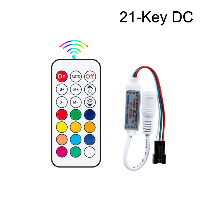 Rf Afstandsbediening 14-Key 17-Key 21-Key Mini 3-Key Draadloze Afstandsbediening Rgb Controller usb Dc 5 V-24 V Voor Led Strip WS2812 WS2811 1903: 21key DC