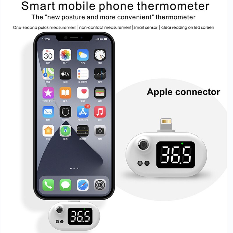 Draagbare Mini Mobiele Telefoon Thermometer Non-Contact Type-C Micro-Usb Infrarood Usb Thermometer Voor Smartphones Usb intelligente