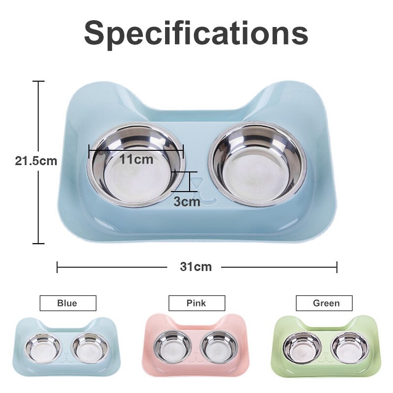 Dubbele Pet Bowls Roestvrij Staal Hond Kom Met Geen Spill Antislip Feeder Bowls Voerbak Voedsel Water Drinken pot Voor Honden Katten