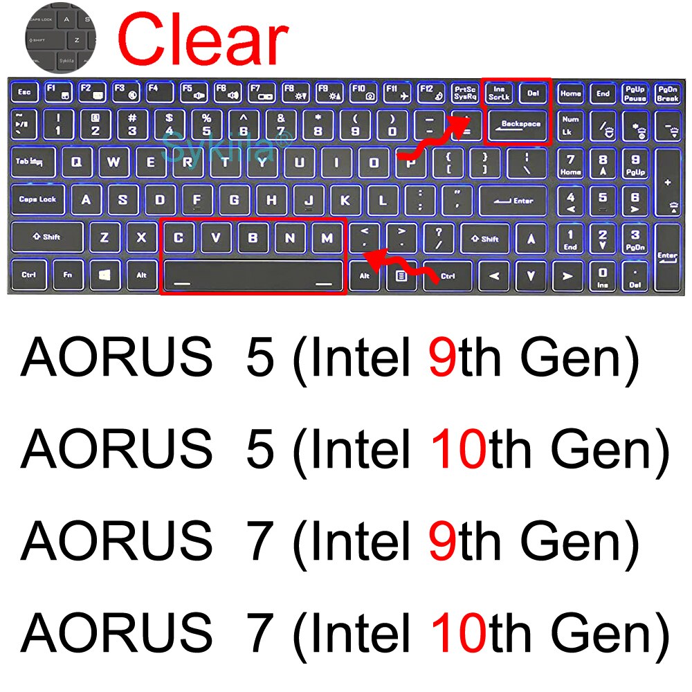 Housse de clavier pour Gigabyte Aero 15 17 HDR 15W 15X Aorus 5 7 15G 15P 17G 17X G5 G7 KC A7 étui de protection pour ordinateur portable: AORUS 5 7