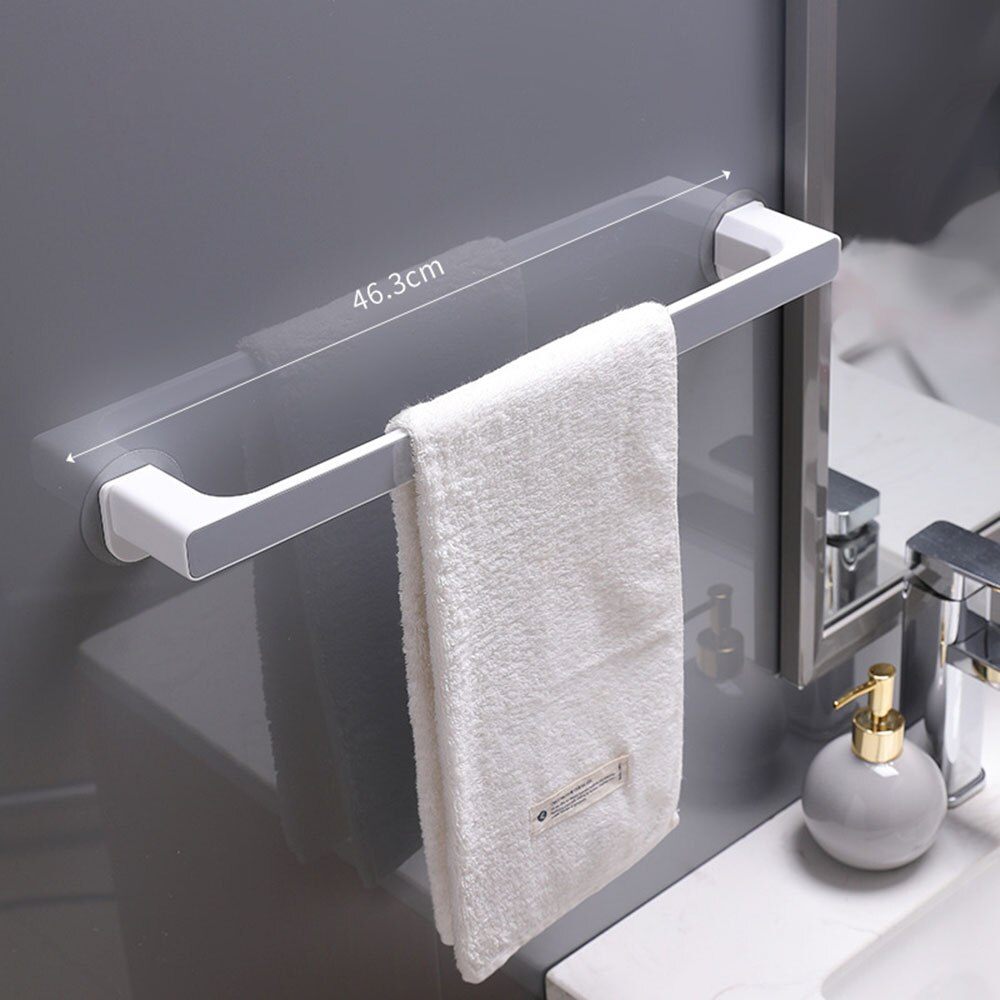 Håndklædeholder rack vægmonteret håndklædehænger badeværelse håndklædeholder hylde rulleholder hængekrog fri hul til badeværelsesarrangør: 46.3cm grå