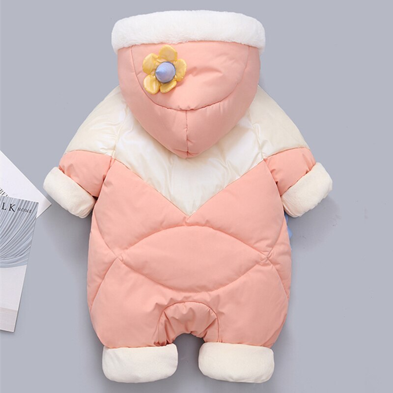 Geboren Fluwelen Winter Baby Kleding Meisje Romper Cartoon Dinosaurus Jongen Hooded Down Overall Kid Jas Peuter Jumpsuit Snowsuit
