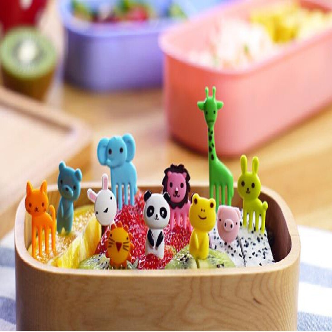 10 Pcs Cartoon Dier Fruit Picks Vorken Home Party Accessoire Decor Tool