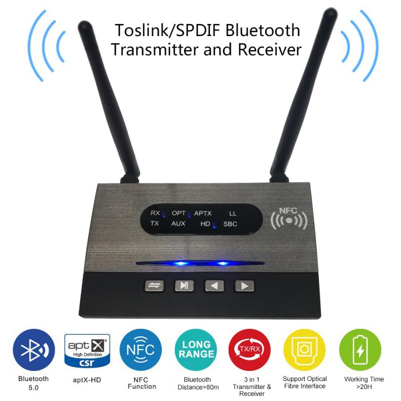 3 In 1 Bluetooth 5.0 Transmitter Receiver Csr8675 Wireless Music Audio Adapter AptX HD Low Latency Optical RCA 3.5mm For TV PC