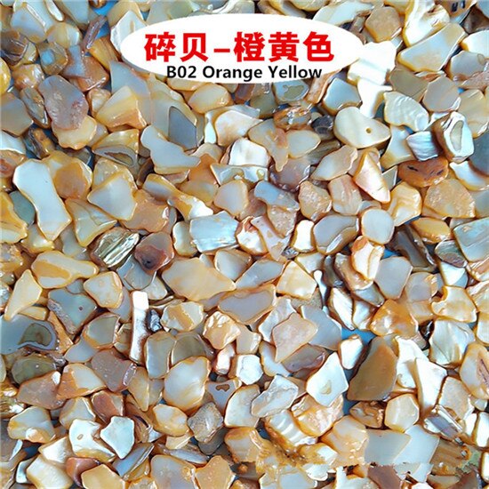 100 g/partij Kleurrijke Crush Shell Fragment Voor DIY Shell Schilderen Kleuterschool Handgemaakte Craft Materiaal Pakket Art Decor Maken Tool: 002 Orange Yellow