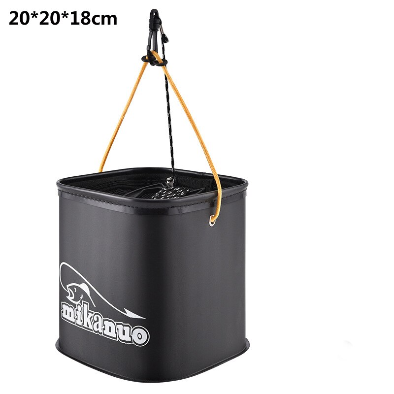 EVA Collapsible Fishing Bait Bucket Portable Multi-Functional Fish Live Lures Bucket zipper fish bucket outdoor folding box /bag: 18CM black