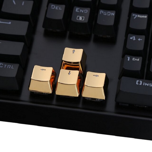 Metal translucent keycaps Mechanical keyboard metal keycaps WASD, arrow keys Golden translucent keycaps: Arrow keys