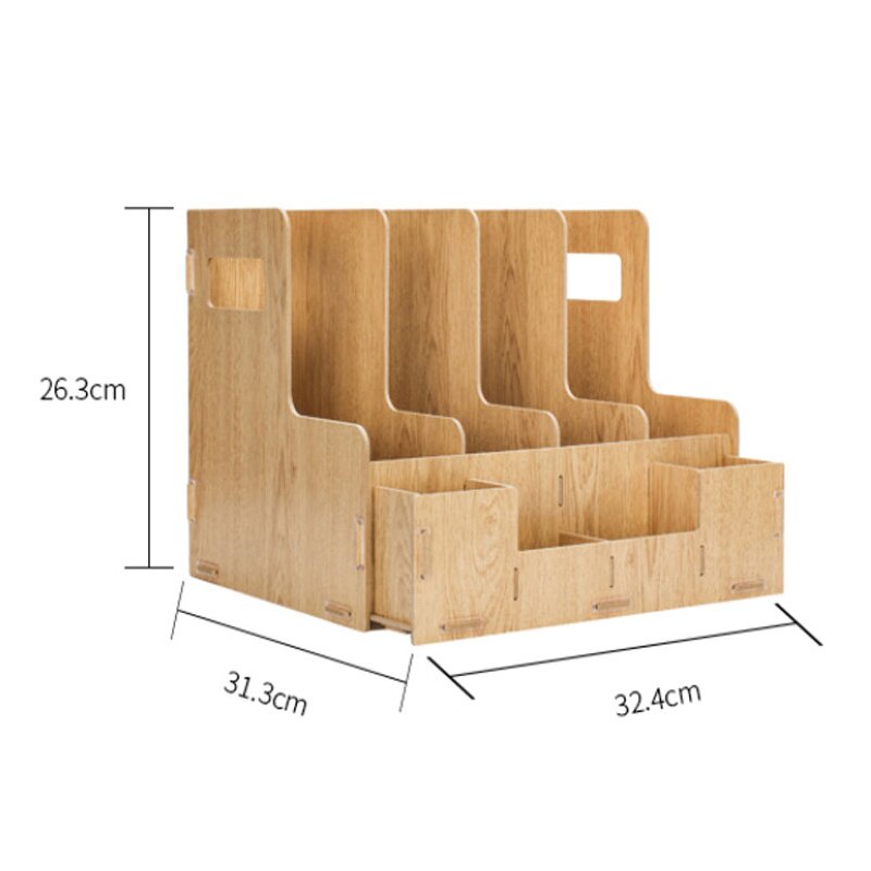 DIY Desktop Wooden Document Tray Storage Box Multifunction Pen Pencil File Holder Office Desk Organizer School Supplies 79250: 79221