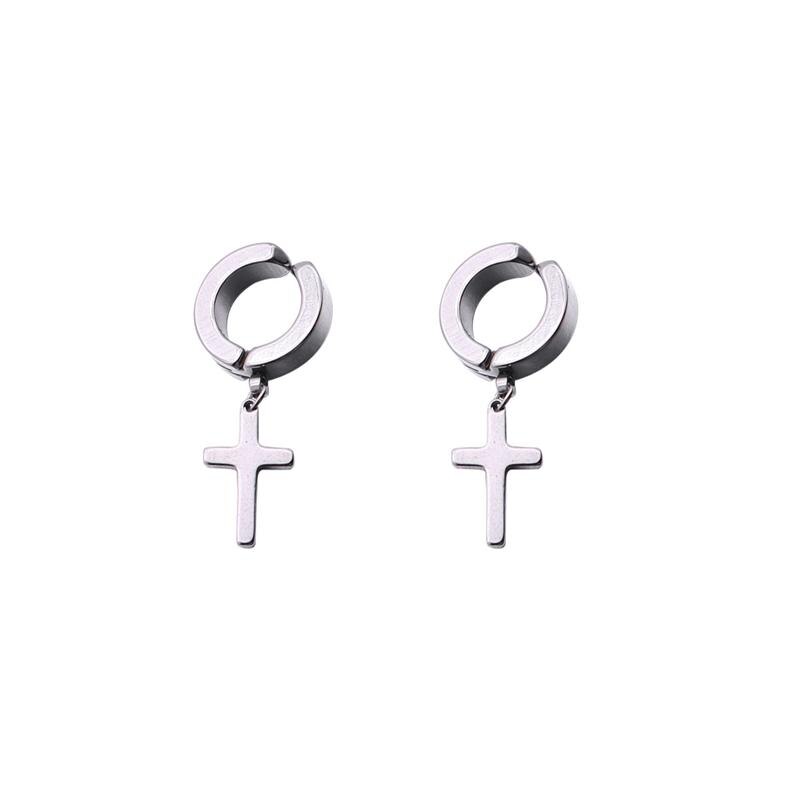 Ear Cuff Clip On Earrings Without Piercing Unisex Earring Cuff No Pierced No Hole Earings Jewelry (Black Cross)