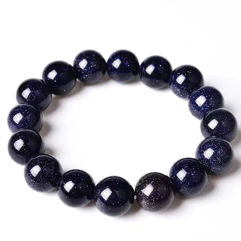 Braccialetto da uomo elasticizzato in pietra di sabbia blu naturale gioielli Pulserase elastici perline espandibili retrò Charms moda donna Unisex