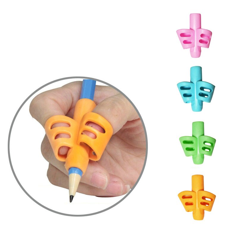 1 stk /3 stk baby læringsværktøj silikone skrive pen legetøj til børn skrivekorrektionsenhed papirvarer fingerholder: 1pc dobbeltfinger