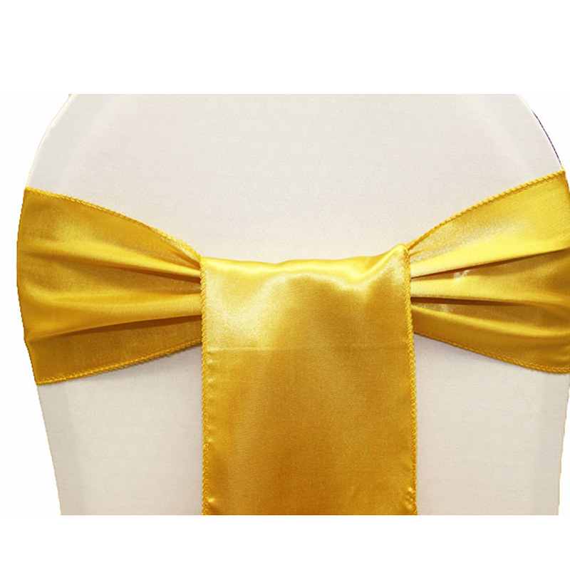 Freies 25 teile/los Hochzeit Stühle Knoten Schärpe Satin- Stoff Stuhl Schärpen Bogen Abdeckung Für Hochzeit Partei Bankett Veranstaltung Dekorationen: Gold