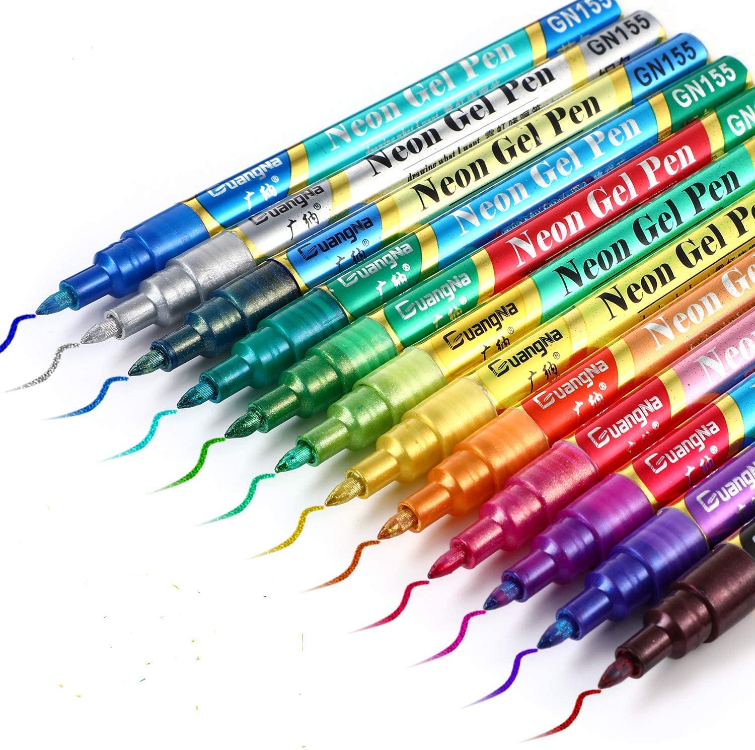 12 Kleuren Metallic Marker Pennen, Glitter Double-Kleur Art Verf Marker Metallic Schilderen Pennen Voor Kaart Maken, fotoalbum Trekken