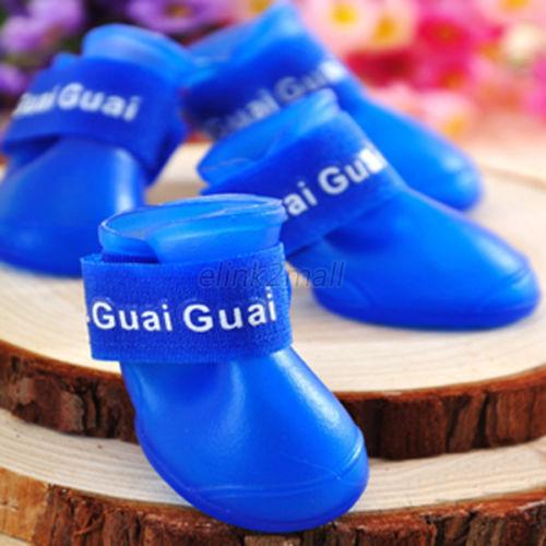 4Pcs Pet Dog Leuke Waterdicht Laarzen Beschermende Rubberen Regen Schoenen Snoep Kleuren Laarsjes OB