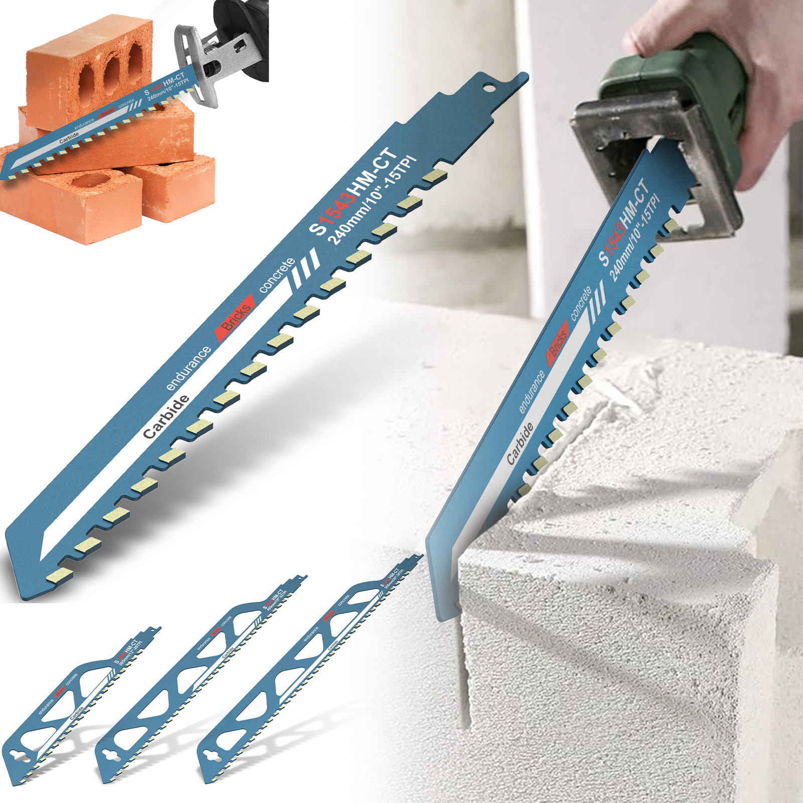 Lâmina de serra alternativa, 10/12/18/20 polegadas, corte universal, lâmina de serra sabre, alvenaria, lâmina de corte para painéis compostos de cimento