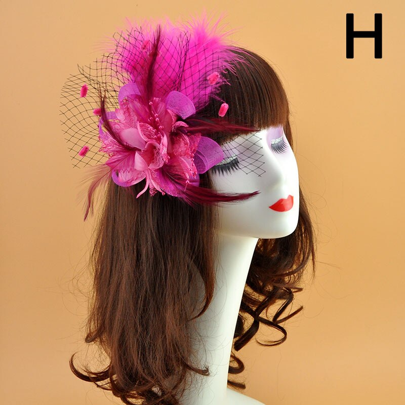 Mode Mesh Fascinators Hoed Vrouwen Wedding Cocktail Thee Party Solid Bloem Veer Tovenaar Hoofddeksels Bruids Haaraccessoires: H