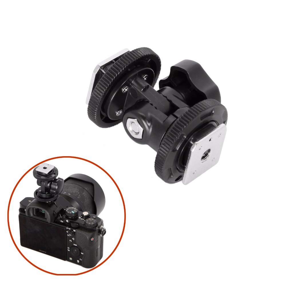 Meking Drehbare Dual Blitzschuh Adapter Halterung Halfter Halterung Für LED Video Licht DSLR Kamera Blitzschuh Adapter Winkel Einstellbar