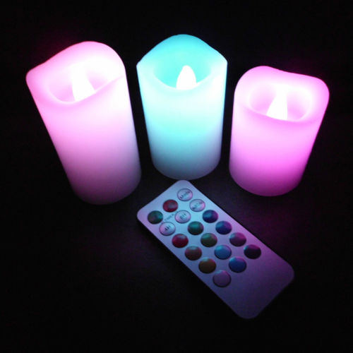 3Pcs/Lot remote control electric flameless led wax safe romantic candle flameless color changing birthday candles light lamp