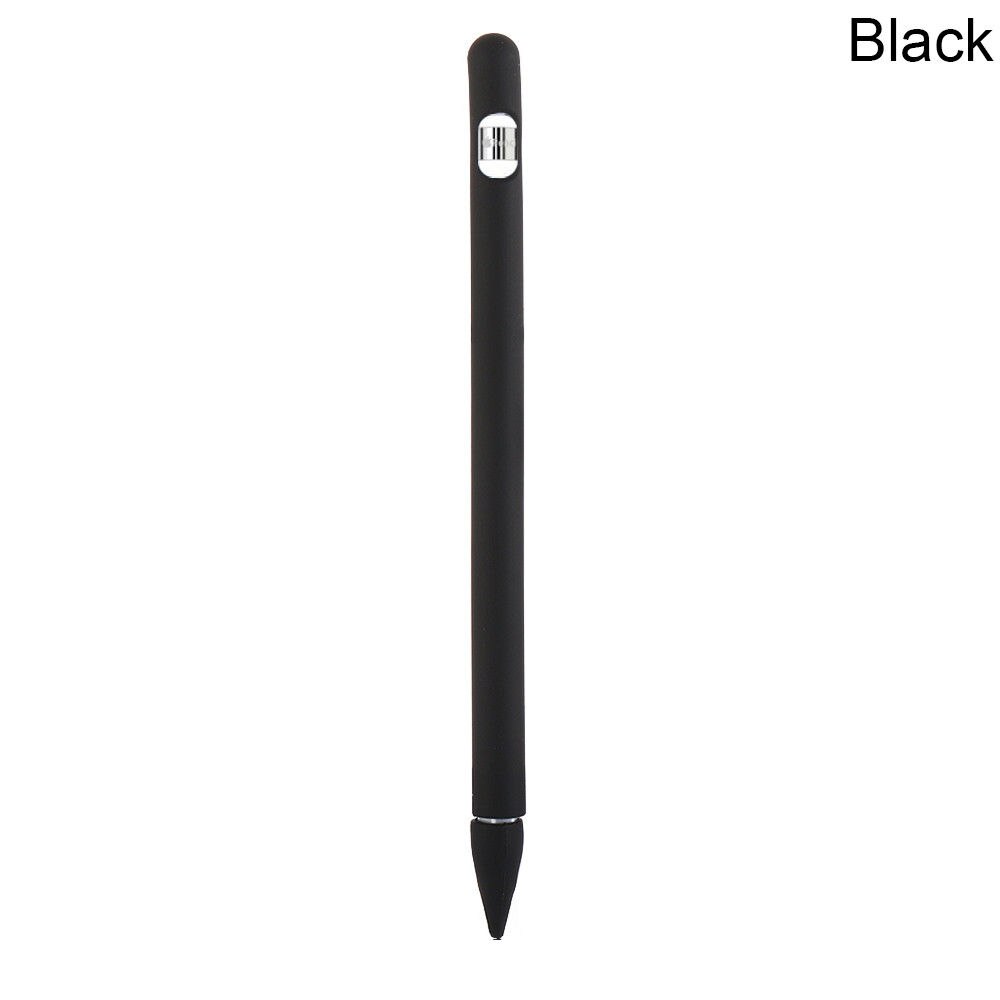 Full colors Soft Silicone Compatible for Apple Pencil Case Silicon Case for iPad Pro Tablet Touch Pen Pencil Stylus Sleeve Cover: Black