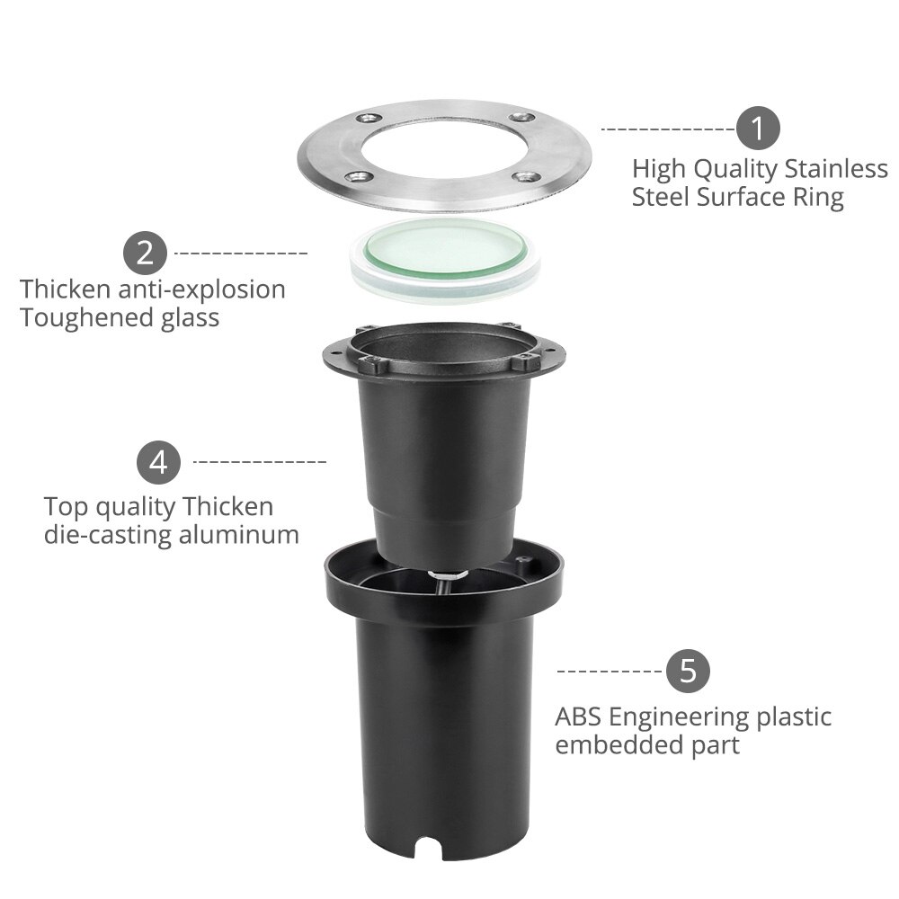 Underground Light 12V 85-265V LED Buried Lights IP67 GU10 MR16 Lamp Decking Stairs Terrace Garden Path Inground Lighting Outdoor