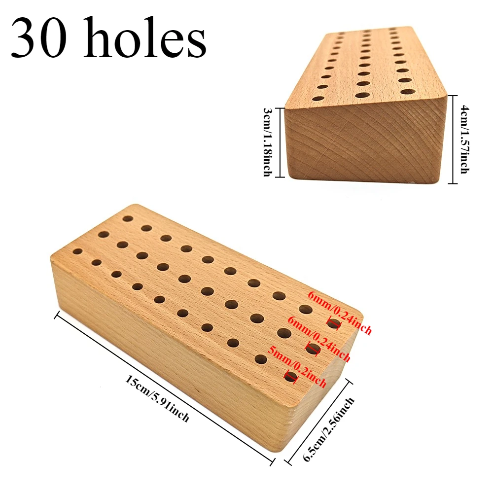 Caja portaherramientas de reparación de relojes con 46 agujeros, estante de madera, artesanía de cuero, herramientas de trabajo hecho a mano, organizador, almacenamiento de brocas para tallar: Azul