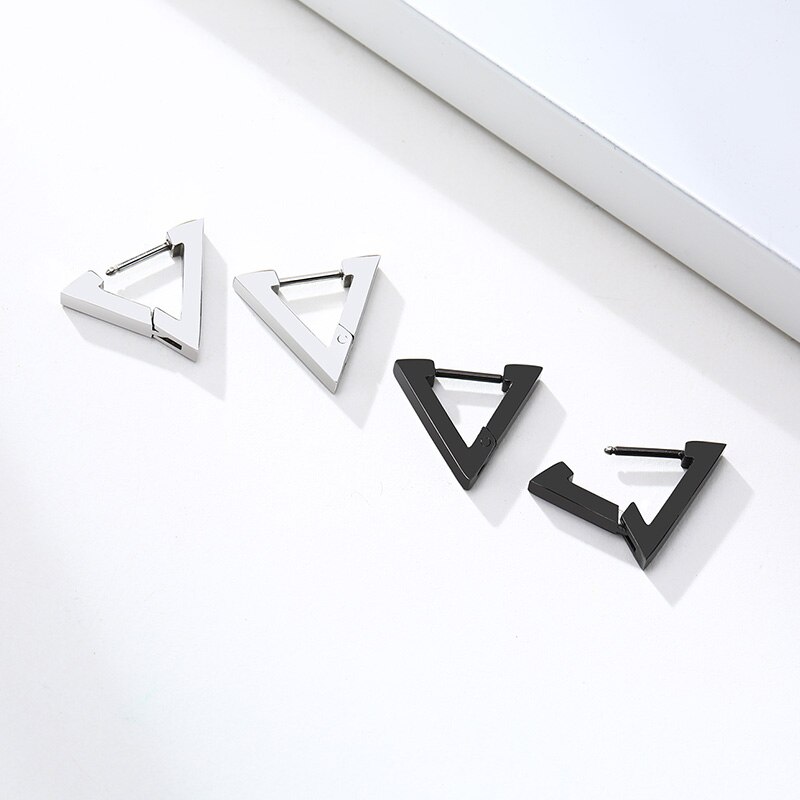 Pendientes de acero inoxidable con forma de triángulo para hombre y mujer, aretes pequeños, Piercing, Piercing, estilo moderno, único