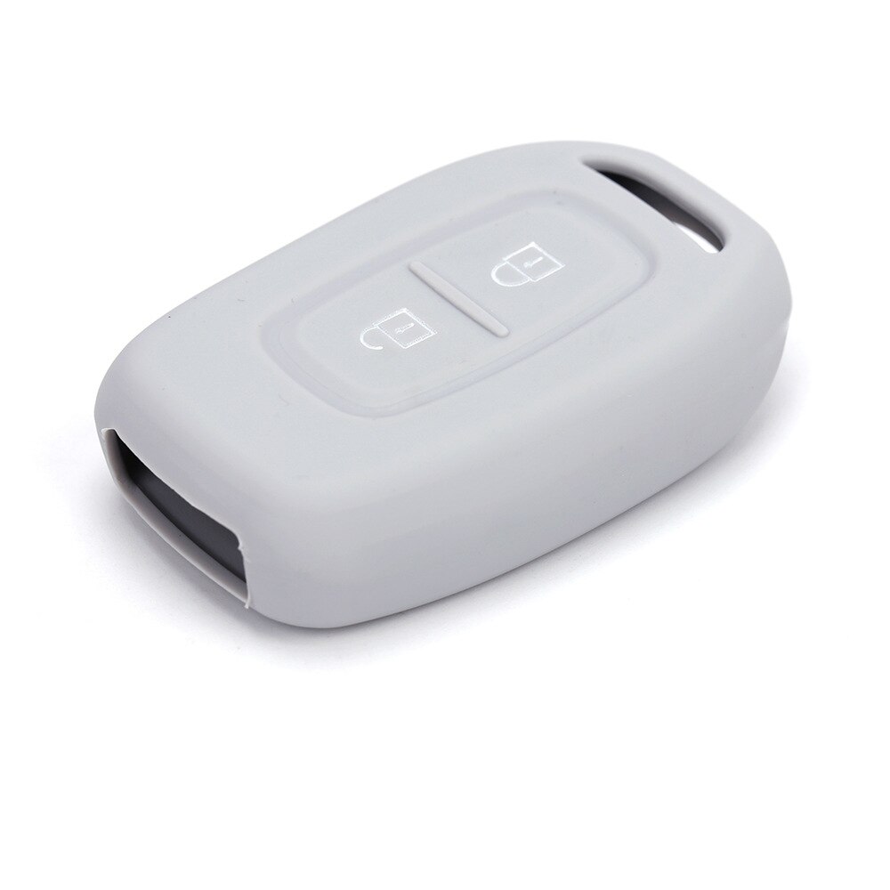 Silicone Rubber Car Key Case Shell for Renault Duster Dacia Scenic Master Megane Fob 2 Button Remote Key Cover: Gray