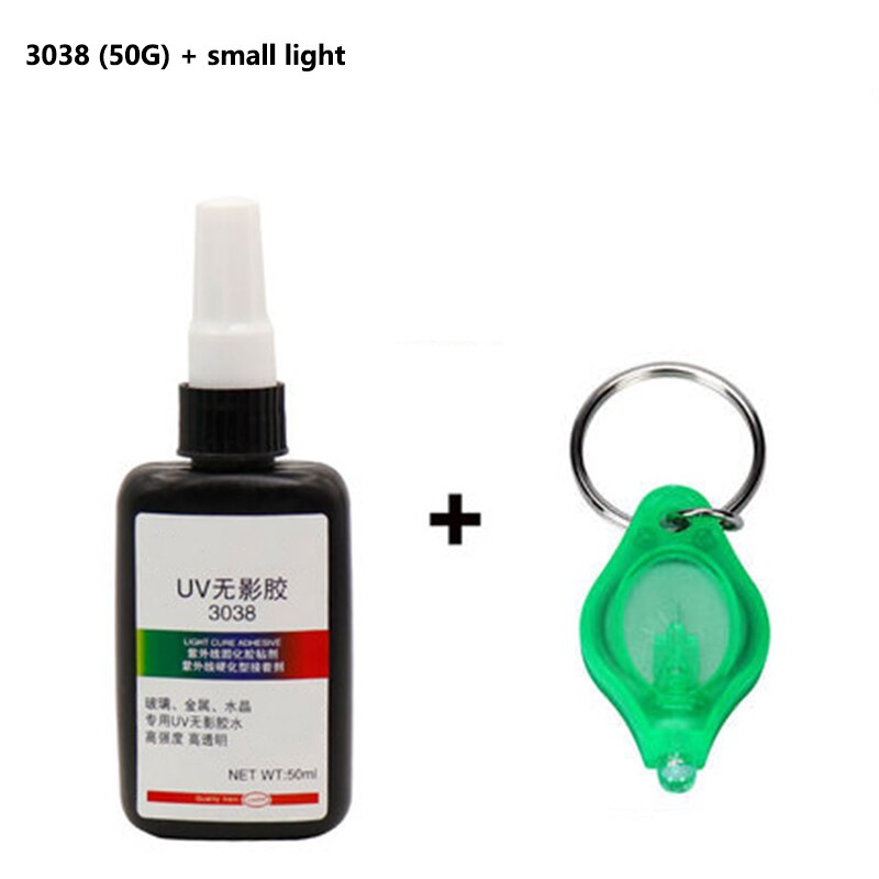 50ml UV Glue UV Curing Adhesive Transparent Crystal Glue Glass Adhesive Crystal Glass and Metal Bonding with UV Flashlight: 3038(50ml)