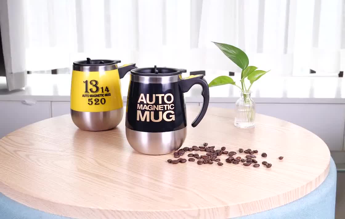 Automatisk selvrørende magnetisk krus 304 rustfrit stål kaffemælk blandekop blender smart mixer termisk kop
