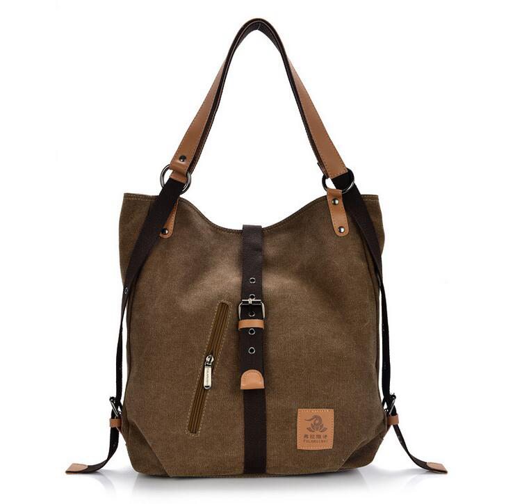 Kvinnlig handväska dam flickor casual canvas handväska axelväska multifunktionell kvinnlig messenger bag  l4-2475: Kaffe