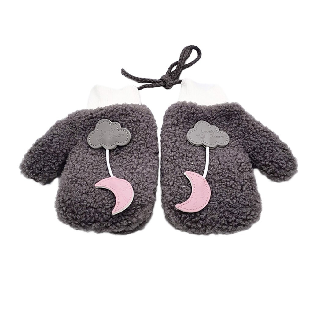 Kinder Handschuhe Winter Kinder Mädchen Winter Nette Cartoon Print Villus Warm Halten Winter Kinder Handschuhe Handschuhe Rekawiczki Dzieciece: Grau