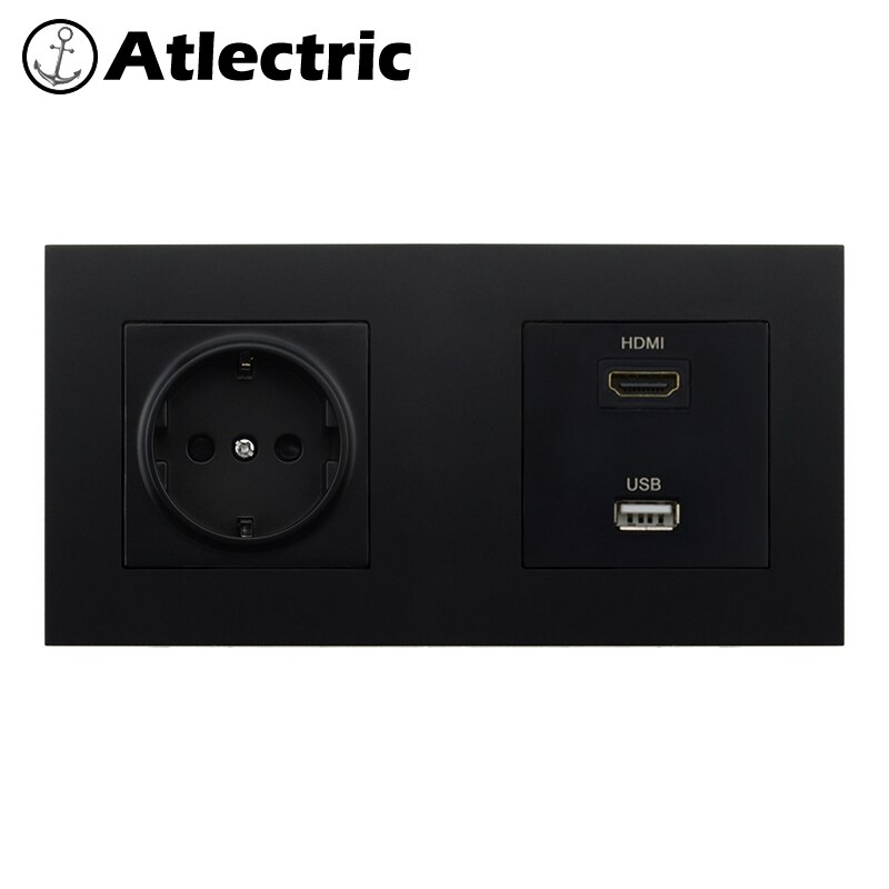 Atlectric eu standard plug vägguttag eluttag hdmi usb tv -port uttag vägguttag plastpanel