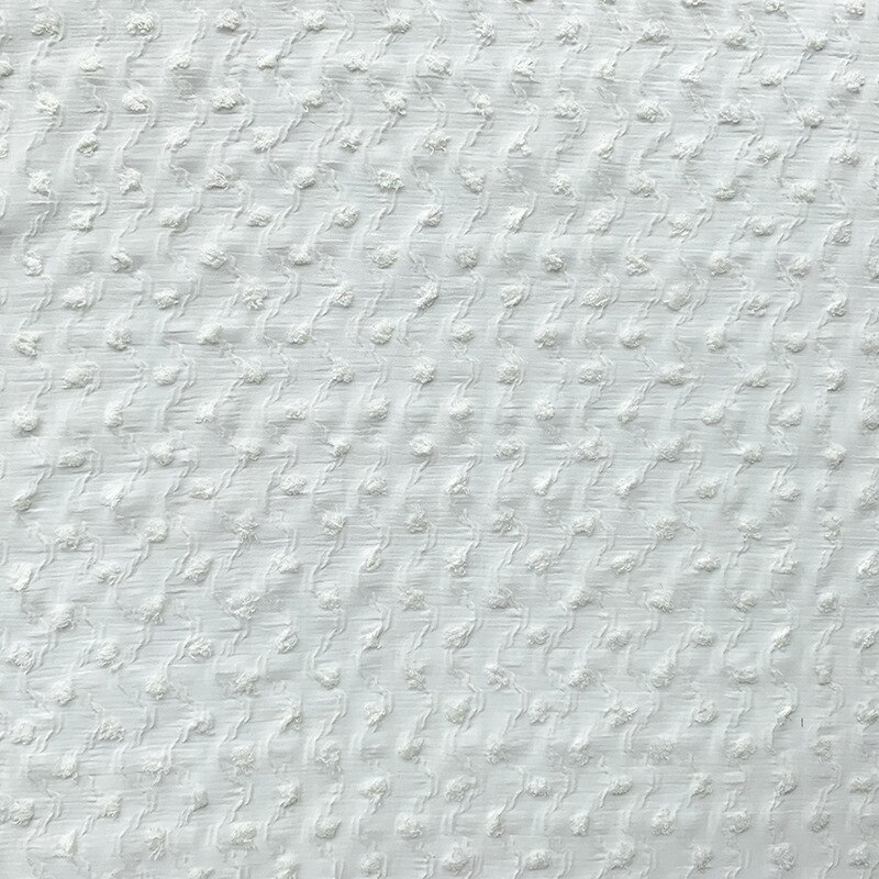 3D Brocade Chiffon Wavy Crinkle Fabric Nano-crepe Furry Jacquard Fringed Fabric Dress Fabric: beige