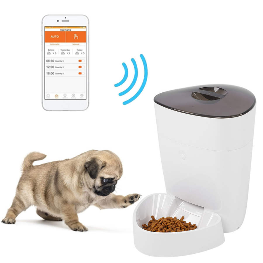 Automatisk foderautomat til kat og hund intelligent timing fjernbetjening fodringsautomat til hundefoder med lcd-skærm