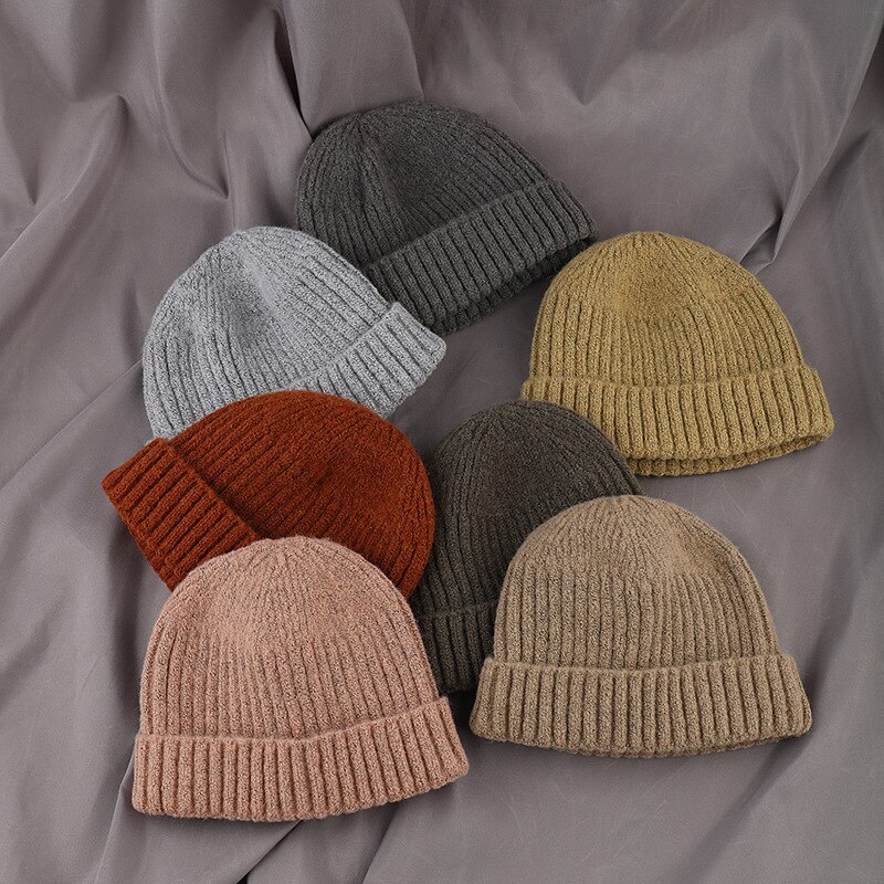 Mode Mannen Beanie Winter Gebreide Muts Jongen Skullcap Sailor Cap Manchetten Retro Navy Korte Hoed Effen Kleur Unisex herfst Warm Cap