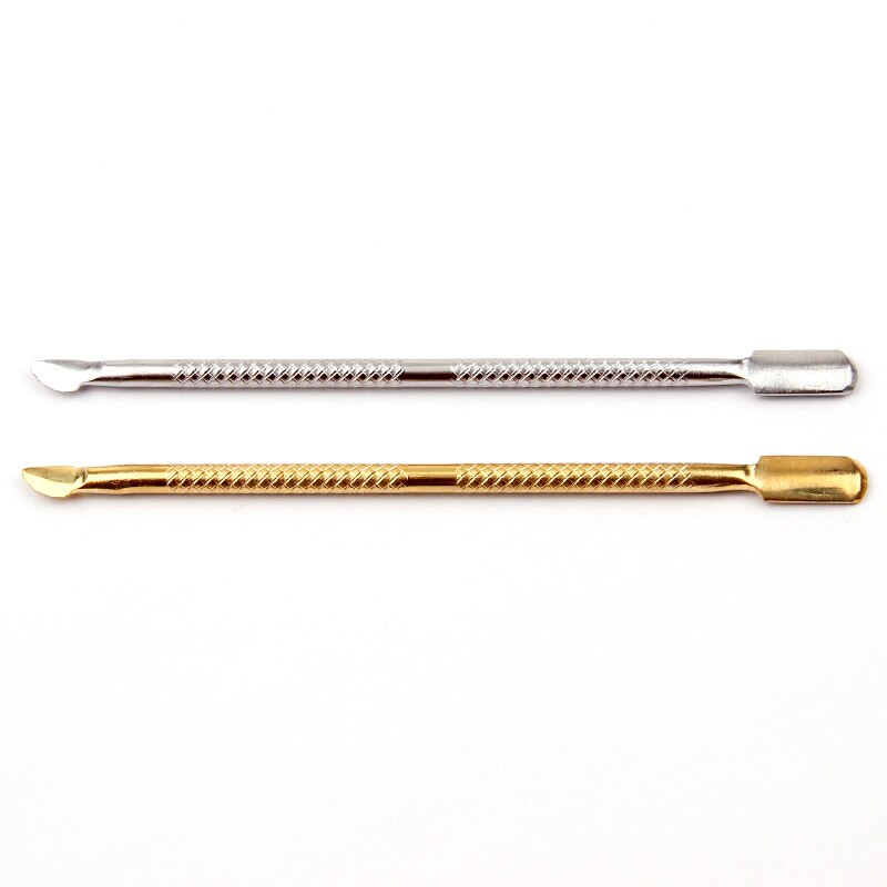 1 Pc Gold Cuticle Pusher Nail Art Pedicure Manicure Gereedschap Roestvrij Staal Nagelvijl Dode Huid Push Cuticle Remover Nail pusher